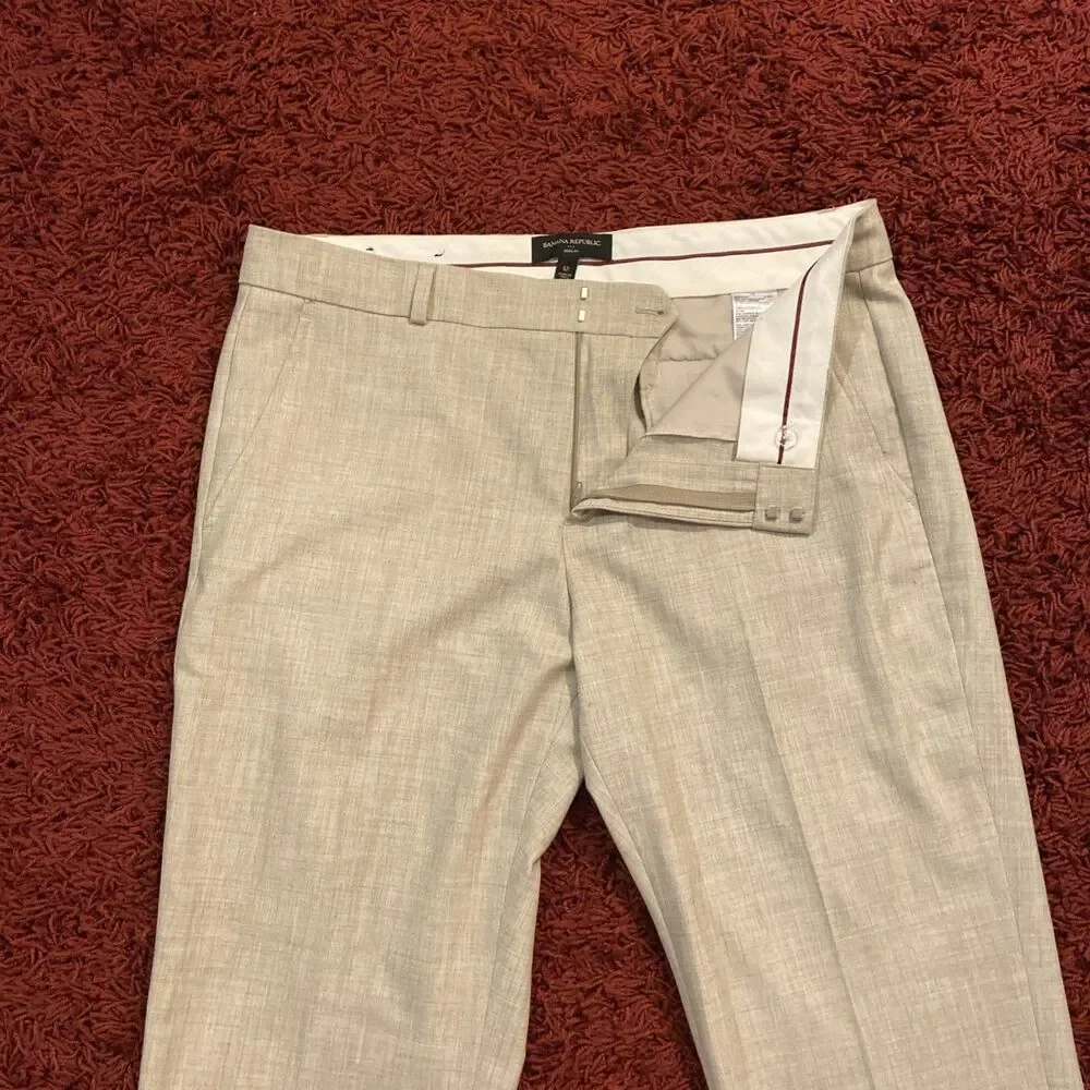 Banana Republic Reegan Womens Dress Pants Size 12 Beige Formal Office Trousers